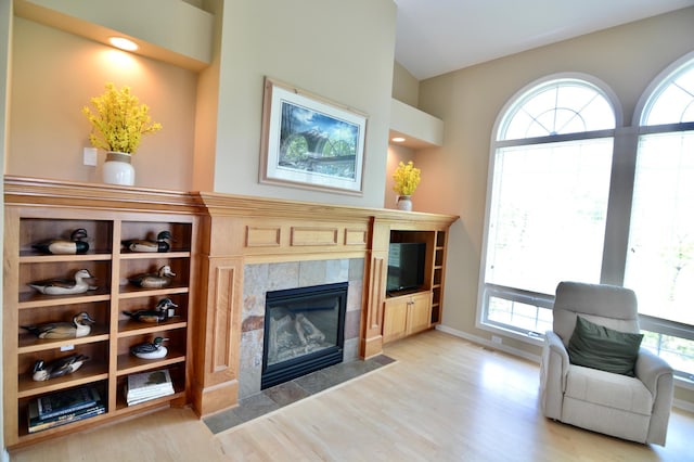 13258 Derryglenn Ct, Rosemount, MN 55068 - living room with a fireplace, light wood finished floors, and baseboards