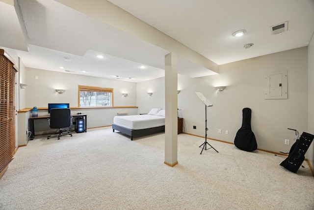 640 Falcon Ridge Rd, Woodbury, MN 55125 - bedroom with carpet floors, electric panel, baseboards, a desk, and recessed lighting