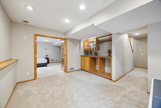 640 Falcon Ridge Rd, Woodbury, MN 55125 - indoor bar with light carpet, baseboards, and recessed lighting