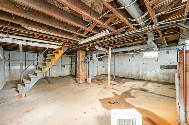 below grade area with stairs