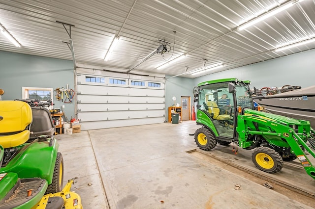 garage with a garage door opener