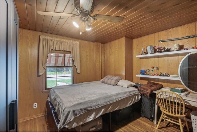 2411 Mcmenemy St, Little Canada, MN 55117 - bedroom featuring wood ceiling, wood finished floors, and wooden walls