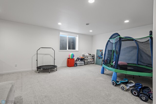 5497 11th St W, West Fargo, ND 58078 - recreation room featuring baseboards, carpet floors, and recessed lighting