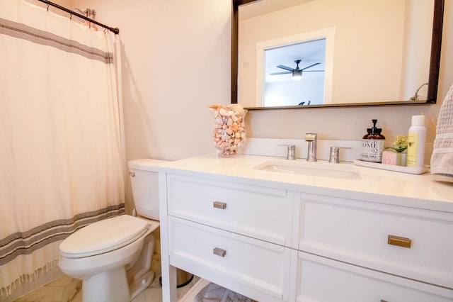 8825 Meadowlark Pkwy, Horace, ND 58047 - full bath with toilet, vanity, a ceiling fan, and tile patterned flooring