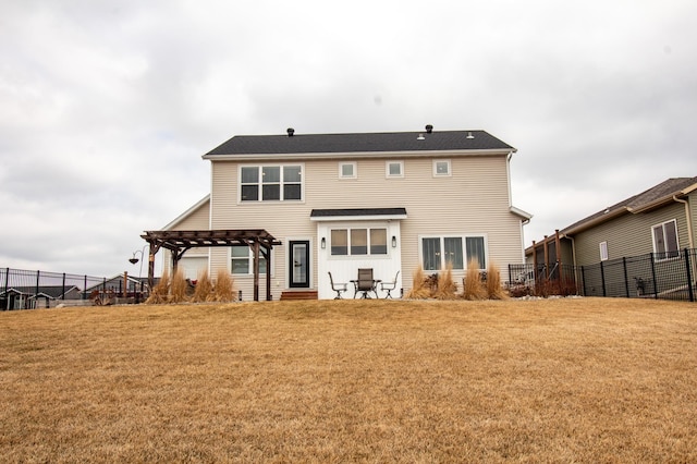 8825 Meadowlark Pkwy, Horace, ND 58047 - back of house featuring a pergola, a patio area, fence, and a lawn
