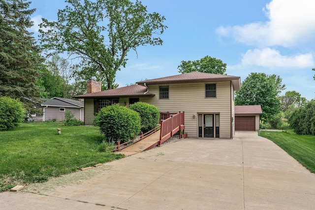 2235 Chestnut Rd, Medina, MN 55340 - split level home featuring a front yard and a chimney