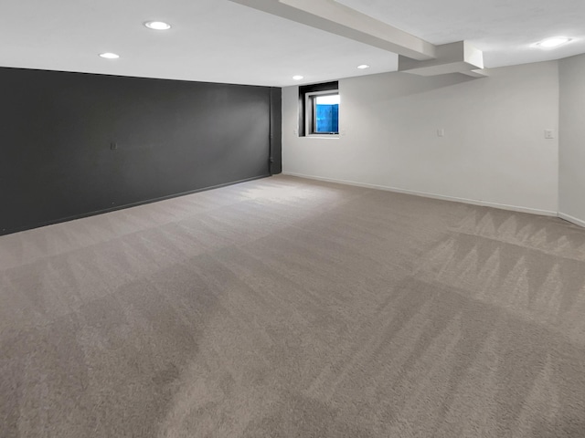7426 Chesham Ln, Woodbury, MN 55125 - spare room featuring light carpet, baseboards, and recessed lighting