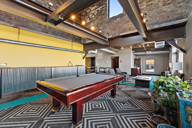 game room featuring billiards, carpet, and visible vents