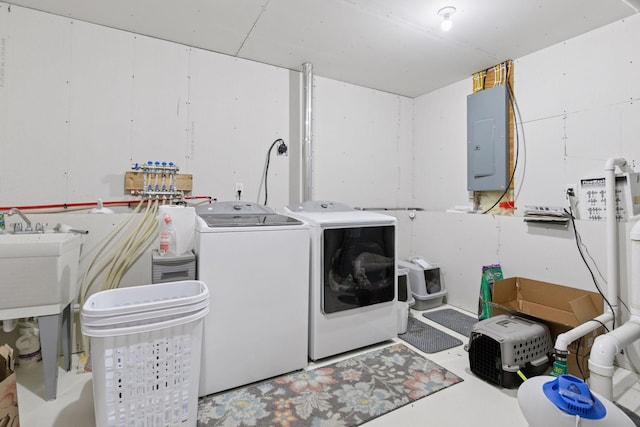 laundry area featuring independent washer and dryer and electric panel