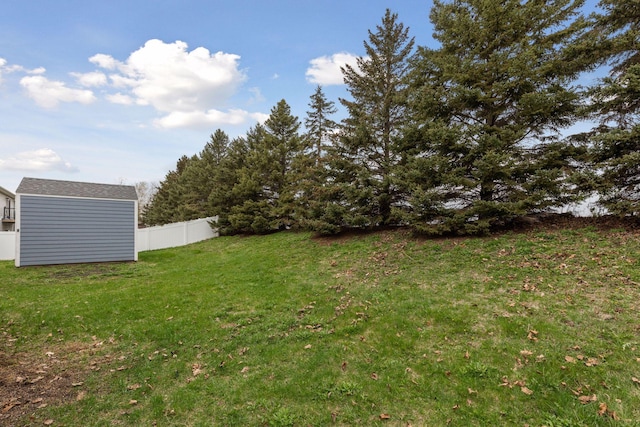 view of yard with an outdoor structure and a storage unit