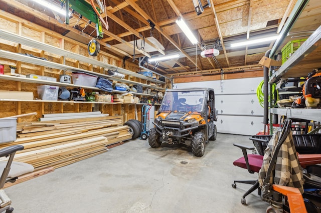 garage with a garage door opener