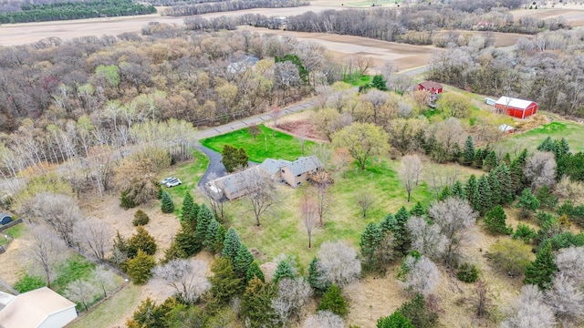 bird's eye view with a rural view