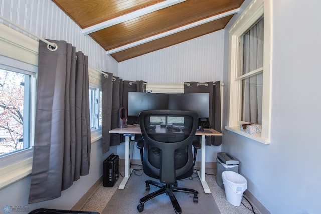 708 1st St N, Fargo, ND 58102 - carpeted office space featuring plenty of natural light, baseboards, and lofted ceiling