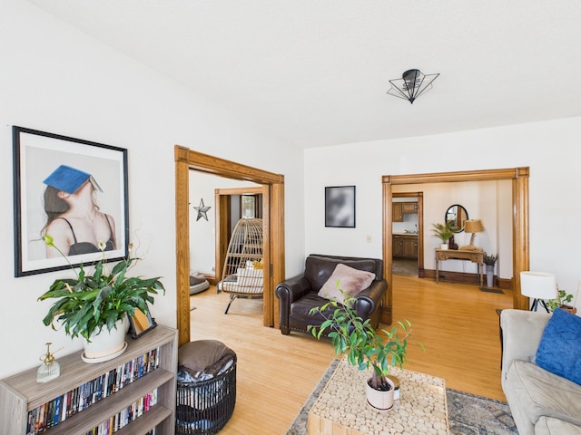 living area featuring wood finished floors