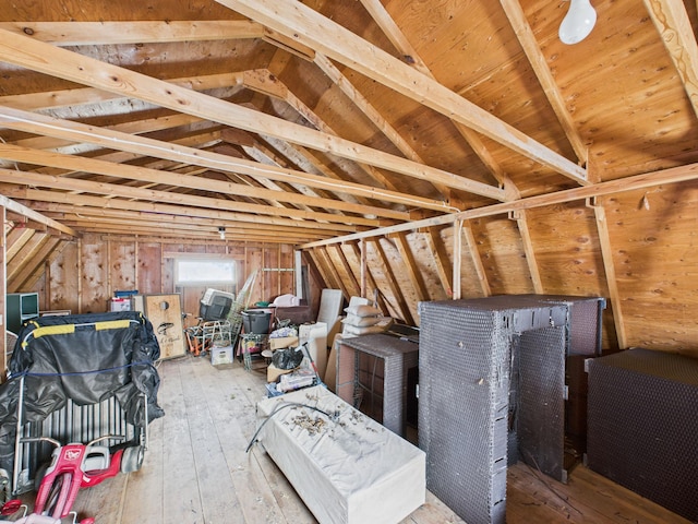 view of unfinished attic