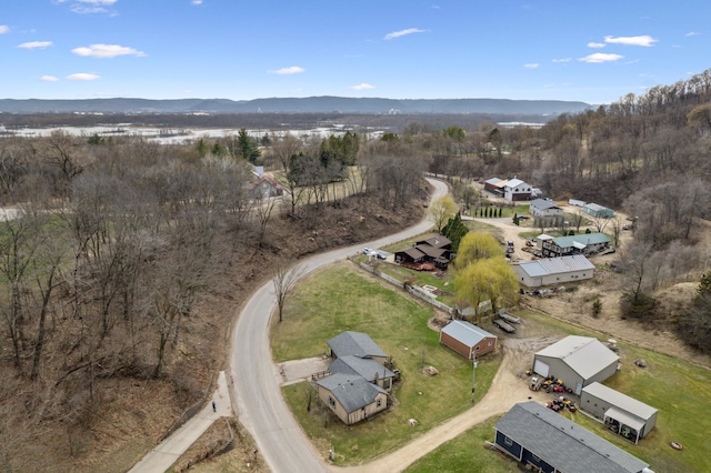 aerial view with a mountain view