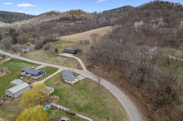 birds eye view of property with a rural view and a mountain view