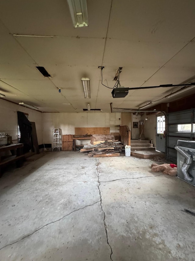 garage with a garage door opener