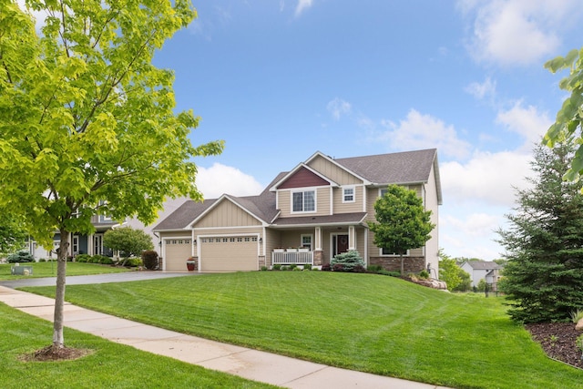 3209 Symphony Ct, Chaska, MN 55318 - craftsman-style house with an attached garage, a front lawn, board and batten siding, and driveway