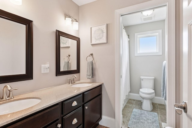 3209 Symphony Ct, Chaska, MN 55318 - full bathroom featuring double vanity, tile patterned flooring, and curtained shower