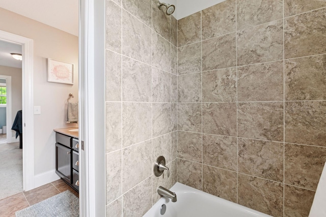 3209 Symphony Ct, Chaska, MN 55318 - full bath featuring  shower combination, vanity, and tile patterned floors