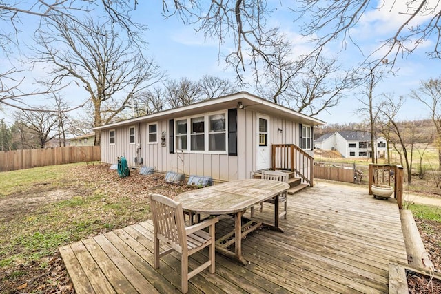 deck featuring fence and outdoor dining area