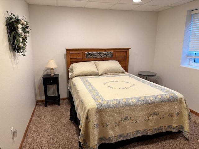 154 Pond Dr, Jackson, MN 56143 - carpeted bedroom with a paneled ceiling and baseboards