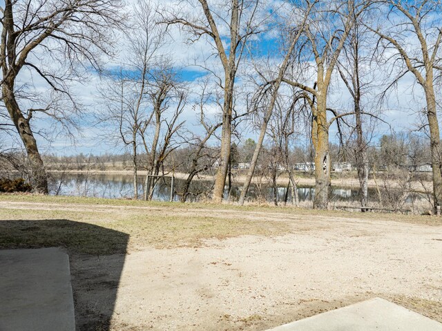 view of yard with a water view
