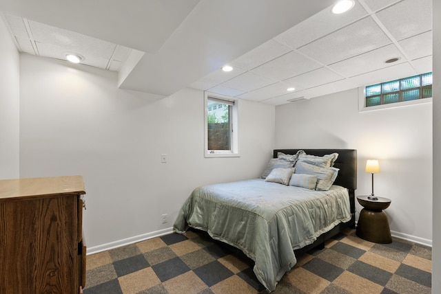 16985 Homestead Rd, Carver, MN 55315 - bedroom with dark carpet, a drop ceiling, and recessed lighting