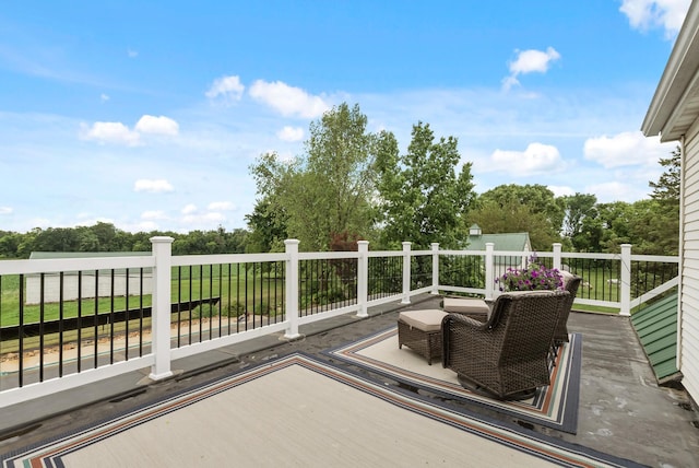16985 Homestead Rd, Carver, MN 55315 - wooden terrace with view of wooded area