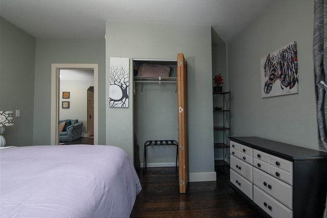 311 Prairie St, Lake City, MN 55041 - bedroom with baseboards, a closet, and dark wood-style floors