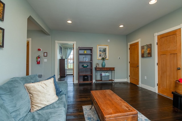 311 Prairie St, Lake City, MN 55041 - living room featuring recessed lighting, dark wood finished floors, and baseboards