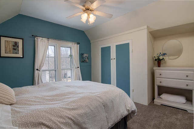 311 Prairie St, Lake City, MN 55041 - carpeted bedroom featuring lofted ceiling and a ceiling fan