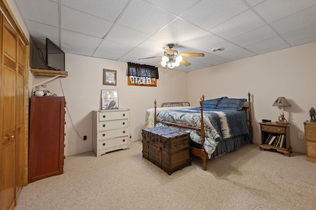16227 Bay Dr, Pengilly, MN 55775 - carpeted bedroom featuring a paneled ceiling and ceiling fan