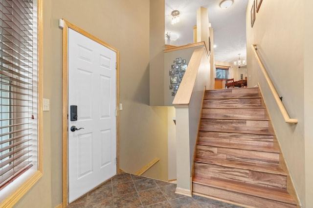 interior space featuring an inviting chandelier