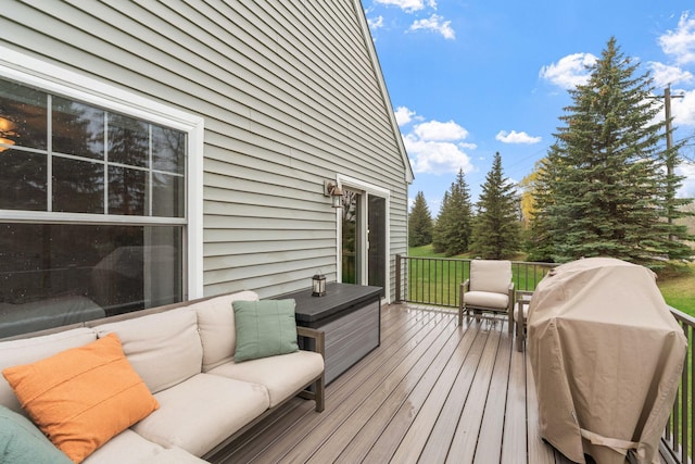 wooden terrace with grilling area