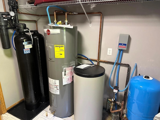 utility room featuring water heater
