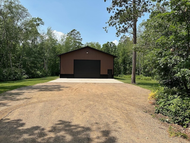 view of detached garage