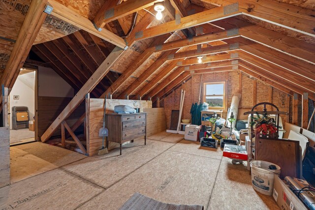 view of unfinished attic