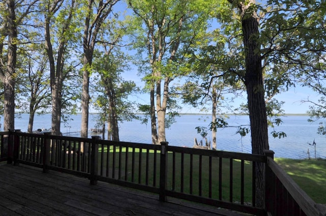 10179 Mounds Point Dr NW, Leech Lake Twp, MN 56633 - wooden terrace with a water view