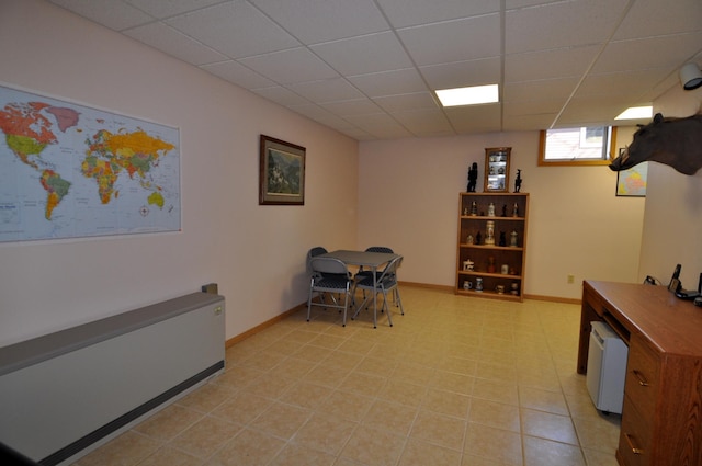 10179 Mounds Point Dr NW, Leech Lake Twp, MN 56633 - dining area featuring a drop ceiling and radiator heating unit