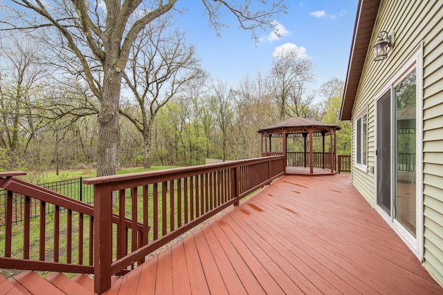 wooden deck with a gazebo