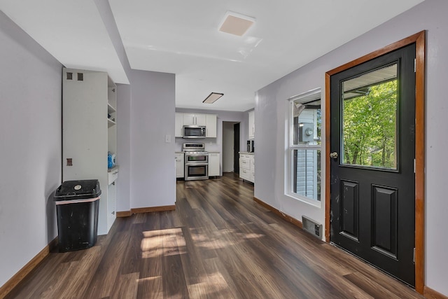 2021 6th St SW, Willmar, MN 56201 - foyer entrance featuring dark wood-type flooring and baseboards