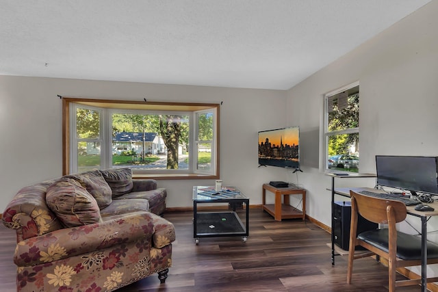 2021 6th St SW, Willmar, MN 56201 - living room featuring dark wood finished floors and baseboards