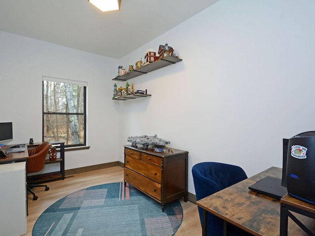 office space featuring light wood finished floors