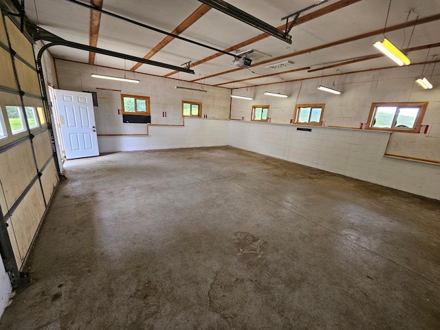 6788 39th Ave NW, Garfield, MN 56332 - garage with a garage door opener and concrete block wall