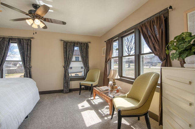 314 High St, Lake City, MN 55041 - bedroom featuring baseboards, light colored carpet, and ceiling fan