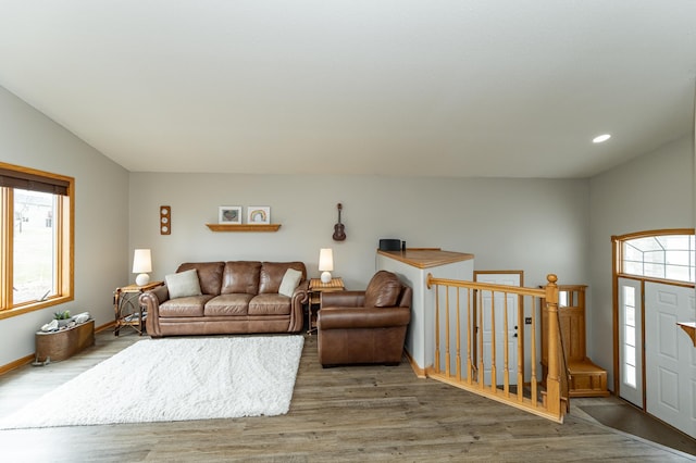 506 6th Pl NE, Byron, MN 55920 - living area featuring baseboards, recessed lighting, and wood finished floors