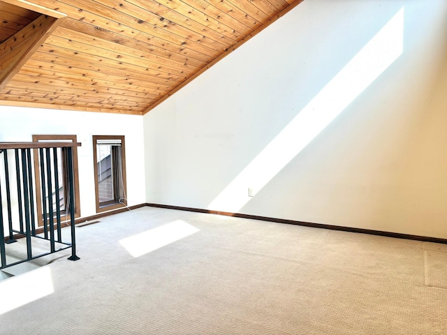 1826 Coolidge Ct, Northfield, MN 55057 - interior space featuring baseboards, vaulted ceiling, carpet floors, and wood ceiling