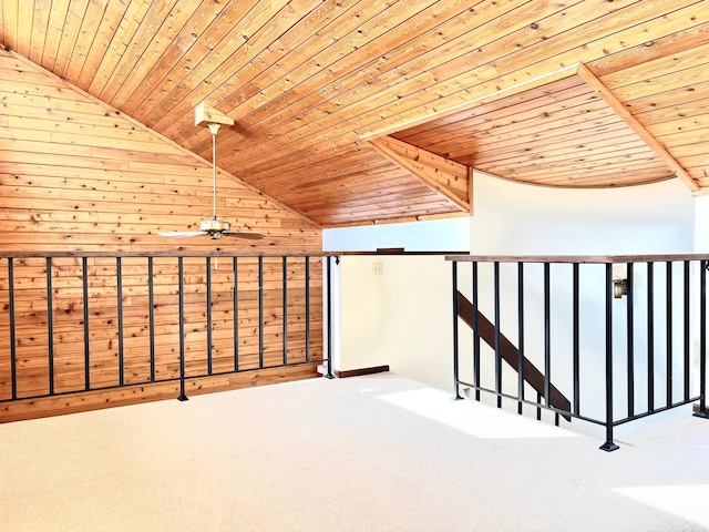 1826 Coolidge Ct, Northfield, MN 55057 - bonus room featuring wood ceiling, vaulted ceiling, carpet flooring, and wooden walls